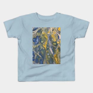 Acrylic Pour Blue and Yellow Kids T-Shirt
